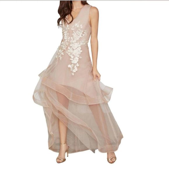bcbg metallic lace dress Sequin Lace Gusset Gown Jasmine / 6